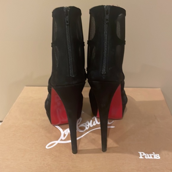 Christian Louboutin suede mesh Altarakana  150 peep toe platform bootie 35 - Picture 8 of 11
